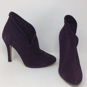Purple Suede Stiletto Ankle Bootie 7